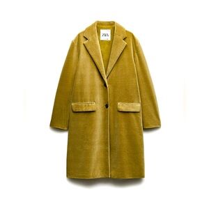 NWT ZARA VELVET COAT ZW COLLECTION LIGHT KHAKI! SIZE 2 SMALL & 1 LARGE❣️Mustard